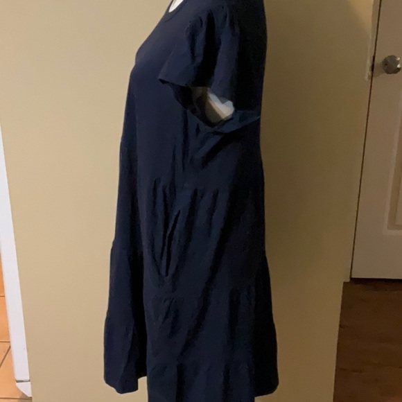 Navy Blue Dress with Ruffle Sleeves by Time & Tru - Size Medium - Picture 4 of 6